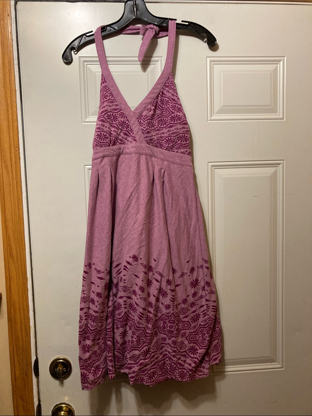 Athleta Mauve Halter Midi Dress with Printed Hem M